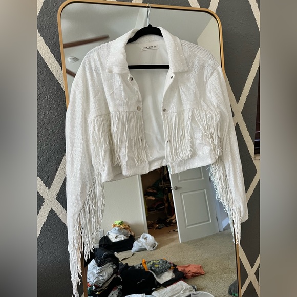 12th Tribe Sequin Fringe Cropped Jacket - Picture 2 of 4